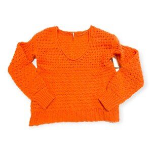 NWT Free People Crashing Waves Orange Sweater Size XS